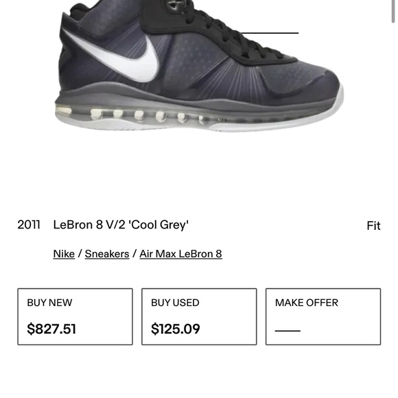 Nike LeBron 8 V/2 Black and Gray Sneakers